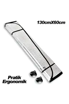 Baskılı Araba Ön Cam Güneş Şemsiyesi Araç İçi Cam Vantuzlu Katlanır Güneşlik Koruyucu Perde 130 Cm X 60 Cm küçük görsel